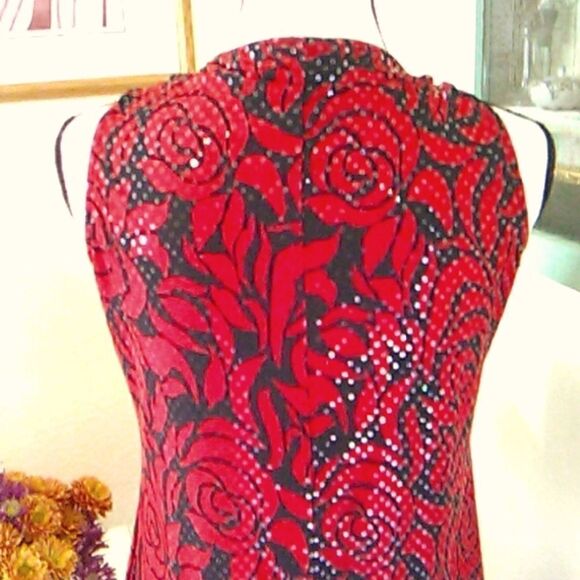 J.B.S. Sparkly Red and Black Swing Dress - Picture 6 of 10